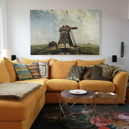 Hoekbank met akoestische kunst Molen aan een Poldervaart Paul Gabriël