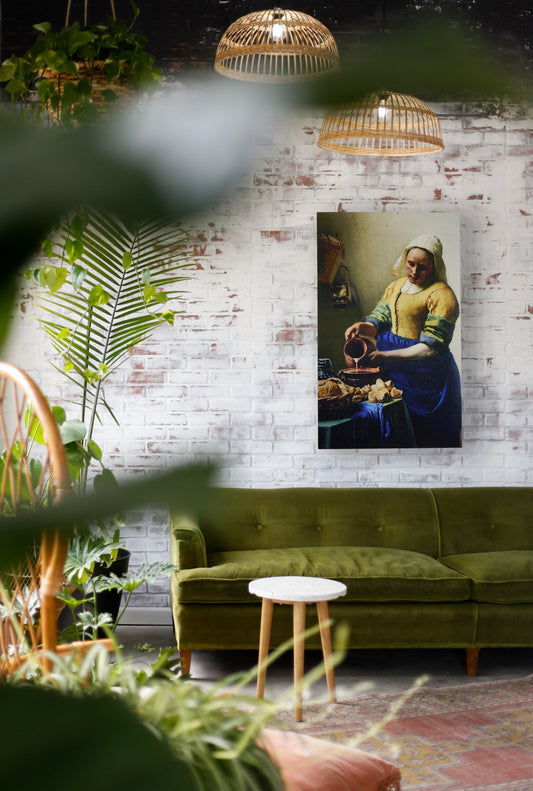 Café met akoestisch kunstpaneel Melkmeisje Vermeer