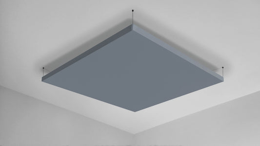 Grijs akoestisch plafondpaneel ophangset zwart