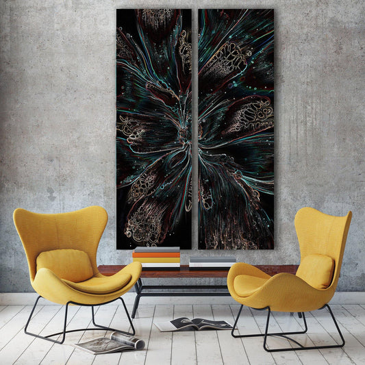 Interieur met abstract design akoestisch tweeluik