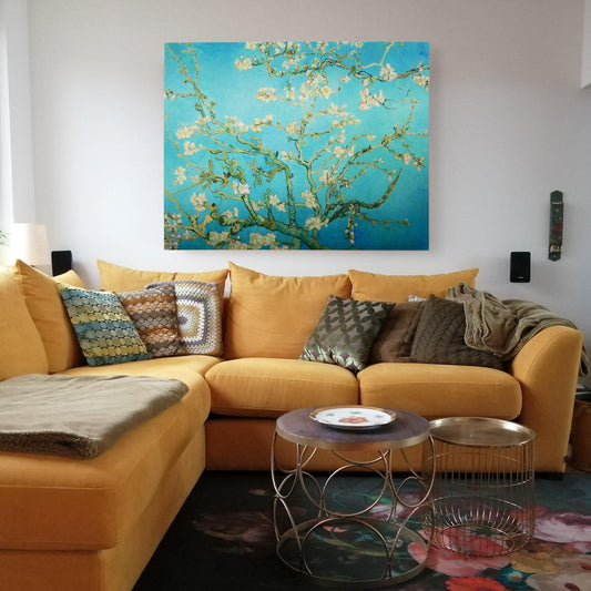 Huiskamer met Amandelbloesem van Gogh akoestisch kunstpaneel