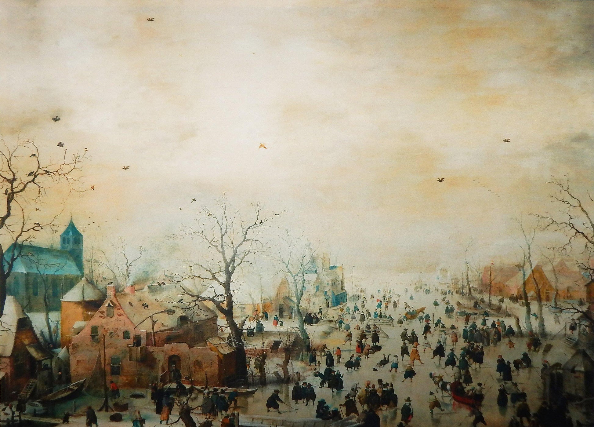 Akoestisch paneel Winterlandschap met schaatsers - Hendrick Avercamp